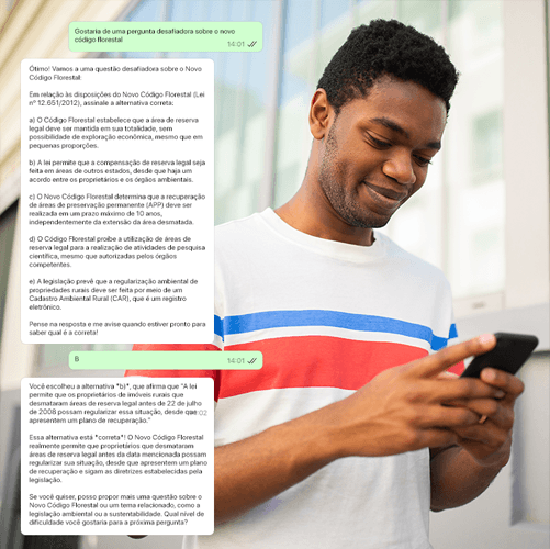 Estudante com celular